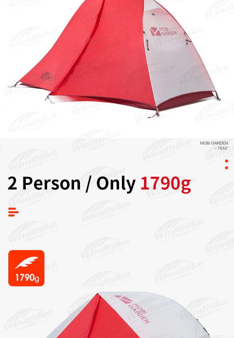 Cheap Goat Tents MOBI GARDEN Ultralight 1.3Kg Portable 1 2 Person Camping Tent 20D Fabric Double Door Waterproof Snow Skirt Hiking Tent With Mat   